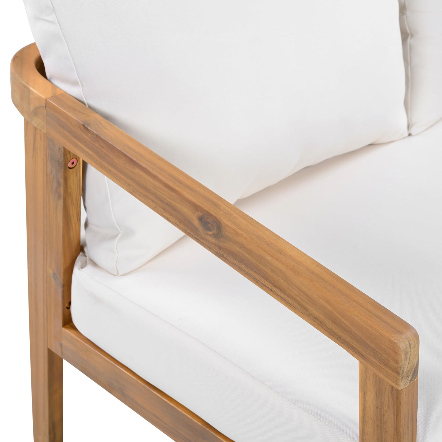 Christopher Knight Home Sures Acacia Wood Outdoor 3 Seater Sofa with Cushion, Solid Wood Patio Sofa with Removable Cushion, Comfy Lounge Sofa for Patio Furniture Set, Natural+Beige