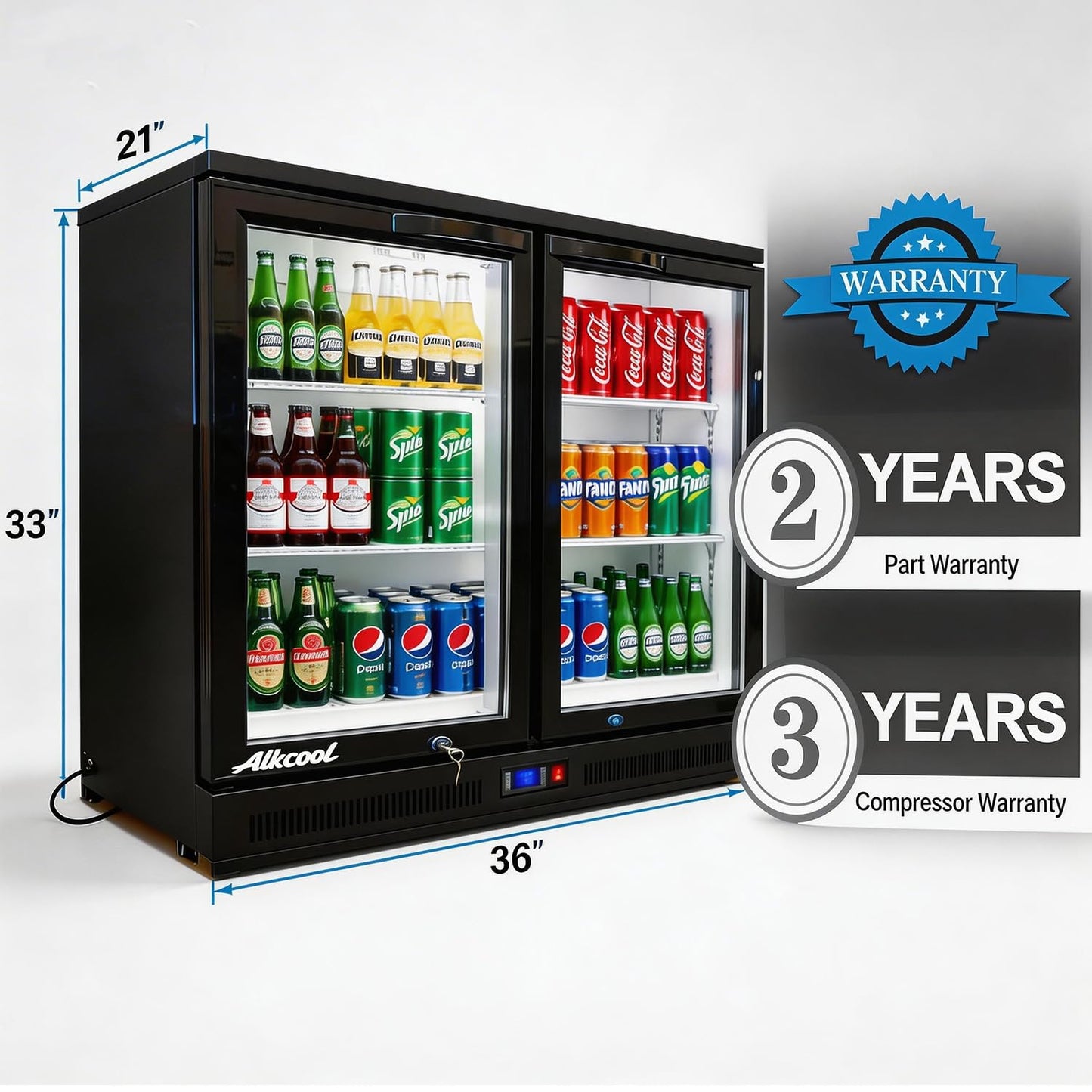 NAFCOOL Back Bar Cooler Fridge,7 Cu Ft Mini Compact Commercial Beer Refrigerator Beverage Undercounter Refrigerator, Commercial Display Fridge with LED Light Adjustable Shelves,ETL Approval