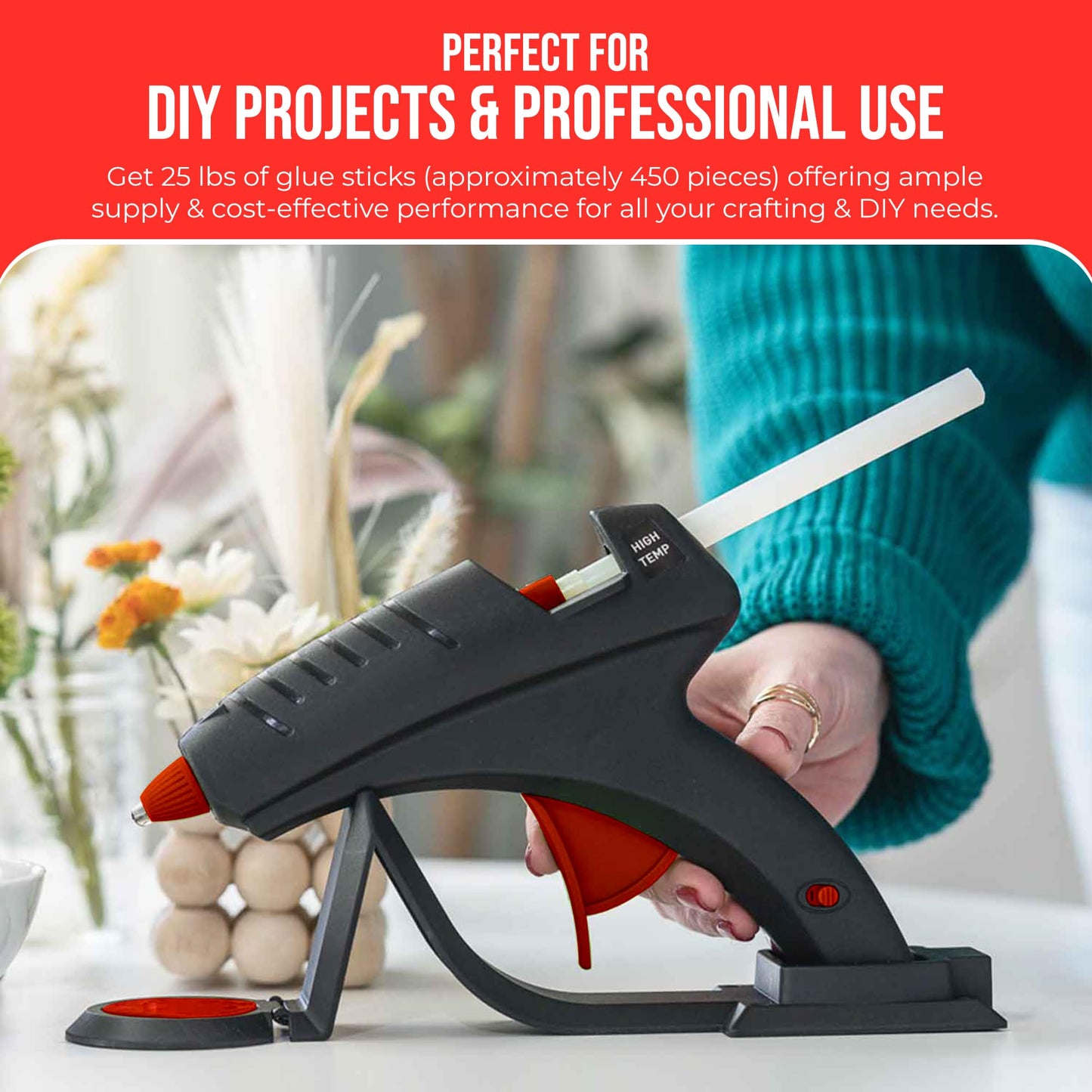 GlueSticksDirect Economy® Full Size Hot Melt Glue Sticks for Glue Gun - Bulk 10in Clear - Great for Art, Craft & Repairs - 7/16" X 10" (Approx 450 Sticks, 25lbs Pack) - Made in USA
