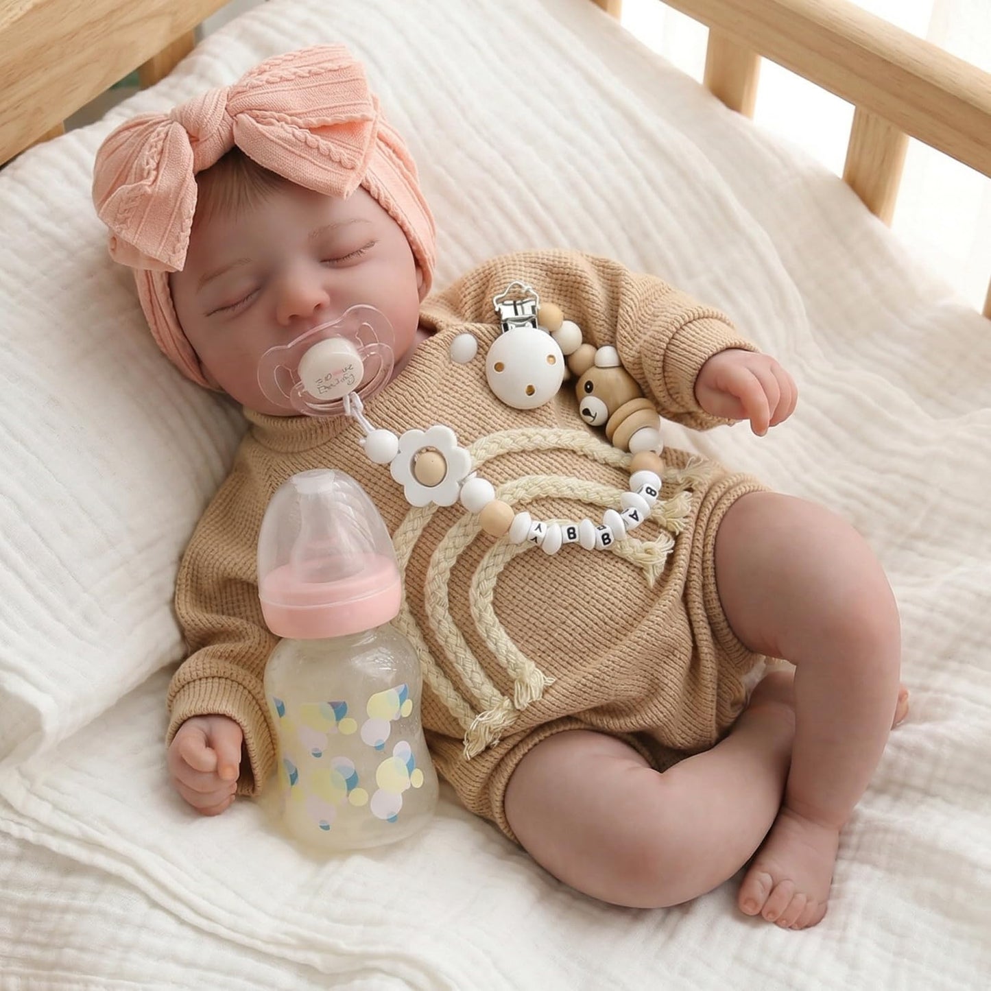 KSBD Realistic Reborn Baby Dolls-20 inch Sleeping Lifelike Newborn Real Life Baby Dolls, Soft Cloth Body with Feeding Toy Accessories for Kids Age 3 +
