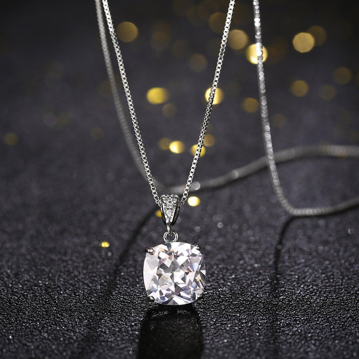 AMYJANE Wedding Jewelry Set for Bridesmaids - Elegant Sterling Silver Teardrop Clear Cubic Zirconia Crystal Rhinestone CZ Necklace Set for Bride Bridal Jewelry for Mother of Bride