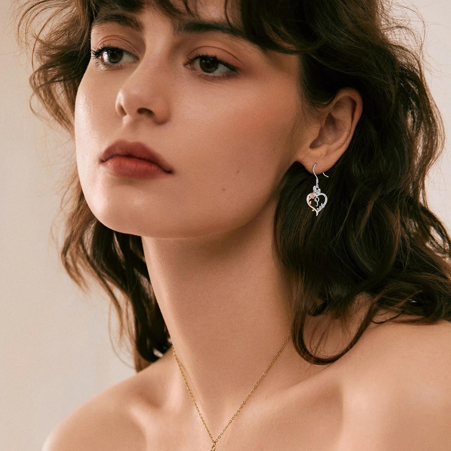TOUPOP Rose Heart Initial Earrings Sterling Silver Butterfly Earring Initial P Letter Drop Dangle Earrings Jewelry Anniversary Birthday Mothers Day Gifts for Women Mom Wife Girlfriend Her