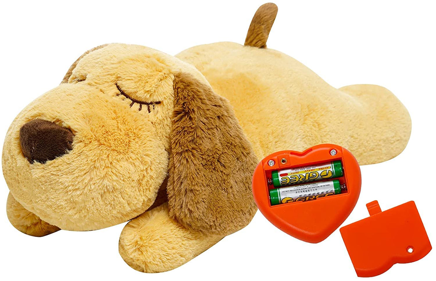 HonourHope Dog Heartbeat Toy (Dog Yellow, Medium) - Plush Pet Calming Toy with Simulated Heartbeat and Heat for Anxiety Relief, Behavioral Training Aid for Puppy Dog Cat