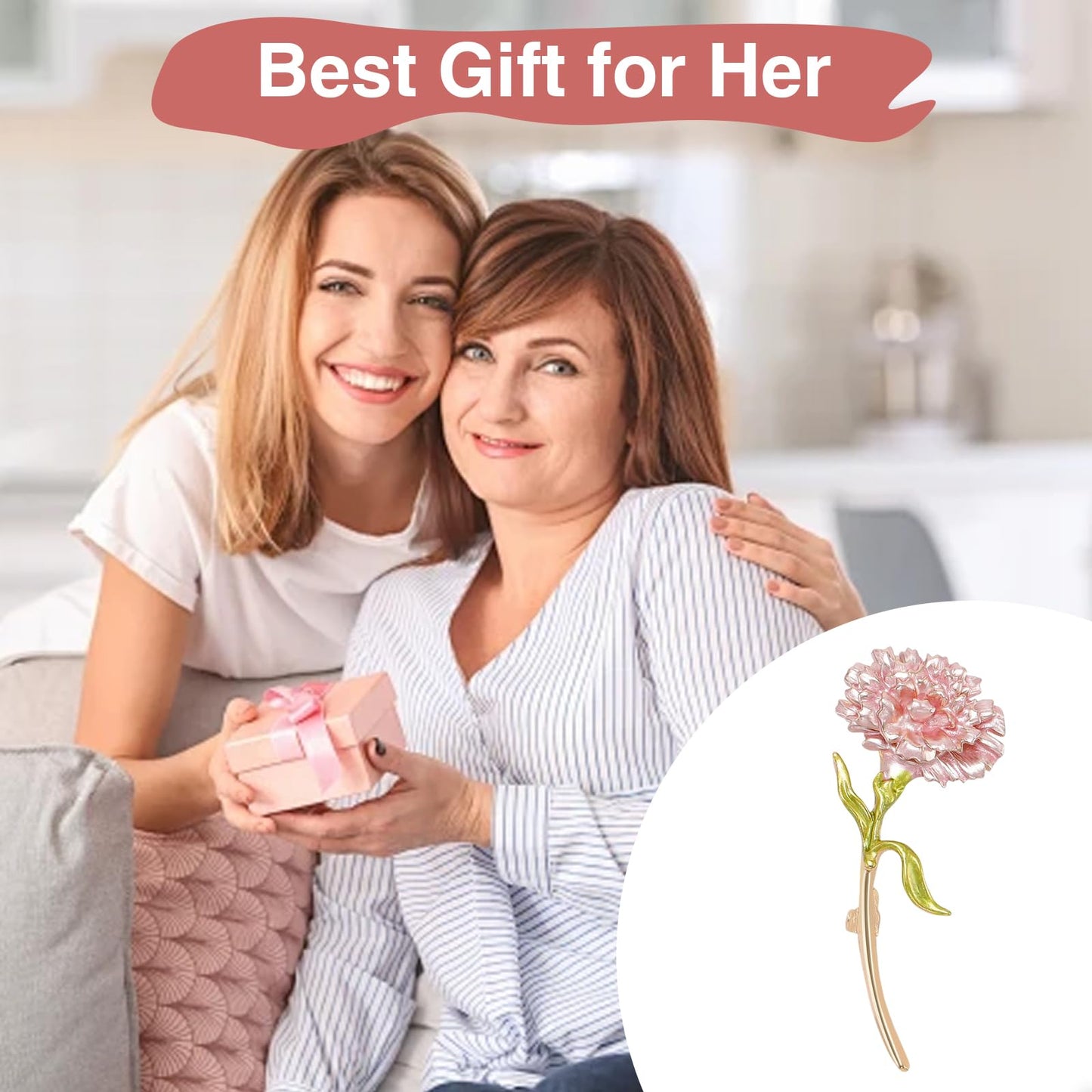 Vcagirest Enamel Carnation Flower Brooch Pin for Women Unique Floral Bouquets Lapel Pin Birthday Holiday Gift for Wife Girlfriend Mother