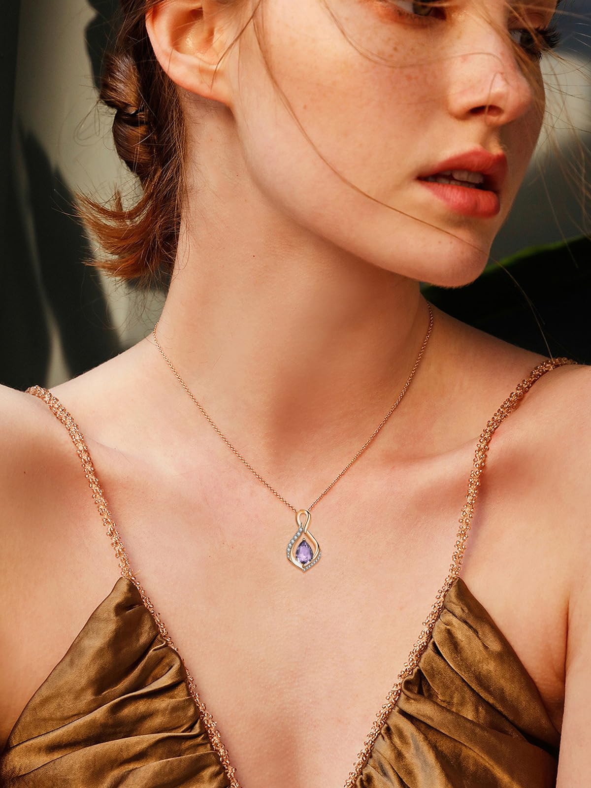 JIYVY32 Alexandrite Infinity Necklace for Women June Birthstone Necklaces Rose Gold Plating Anniversary Birthday Gifts for Wife Her Mom Girlfriend Birthstone Jewelry Gifts for Women