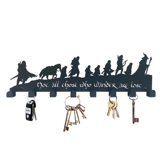 Xyverart Lord Middle-Earth Inspired Metal Key Hooks – The Rings Vintage Wall-Mounted Organizer with 8 Hooks | Rustic Home Decor for Lord Fans & Hobbit-Inspired Spaces