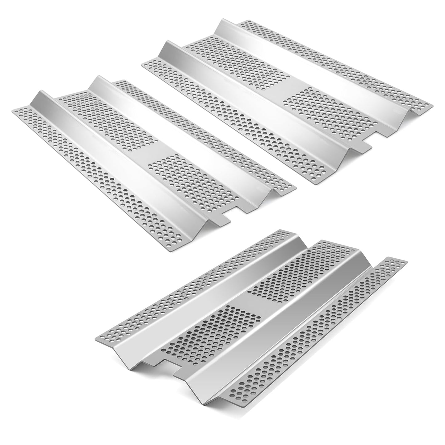 Plowo Heat Plates Replacement for Blaze BLZ-3PRO-LP, BLZ-3PRO-NG, BLZ-4PRO-LP, BLZ-4PRO-NG Gas Grill, Stainless Steel, 3 Pack, 17 1/2" x 9 11/16" x 1 1/16"