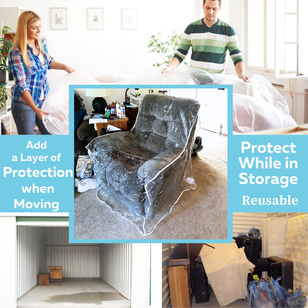 Evelots Clear Plastic Recliner Cover - Thick Heavy Duty Vinyl Armchair Cover for Protection Against Cat & Dog Clawing - Stain & Dust Protector - Waterproof Slipcover for Moving & Storage