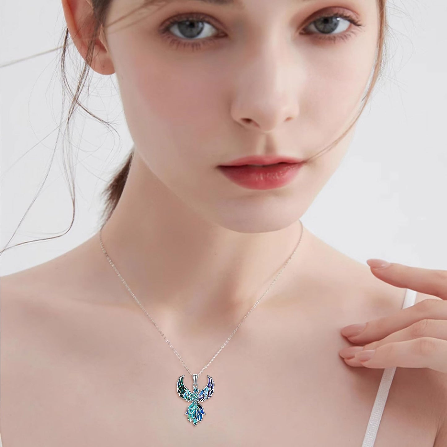 YAFEINI Phoenix Necklace S925 Sterling Silver Abalone Shell Phoenix Pendant Necklace Phoenix Jewelry Gifts for Women Mom Wife