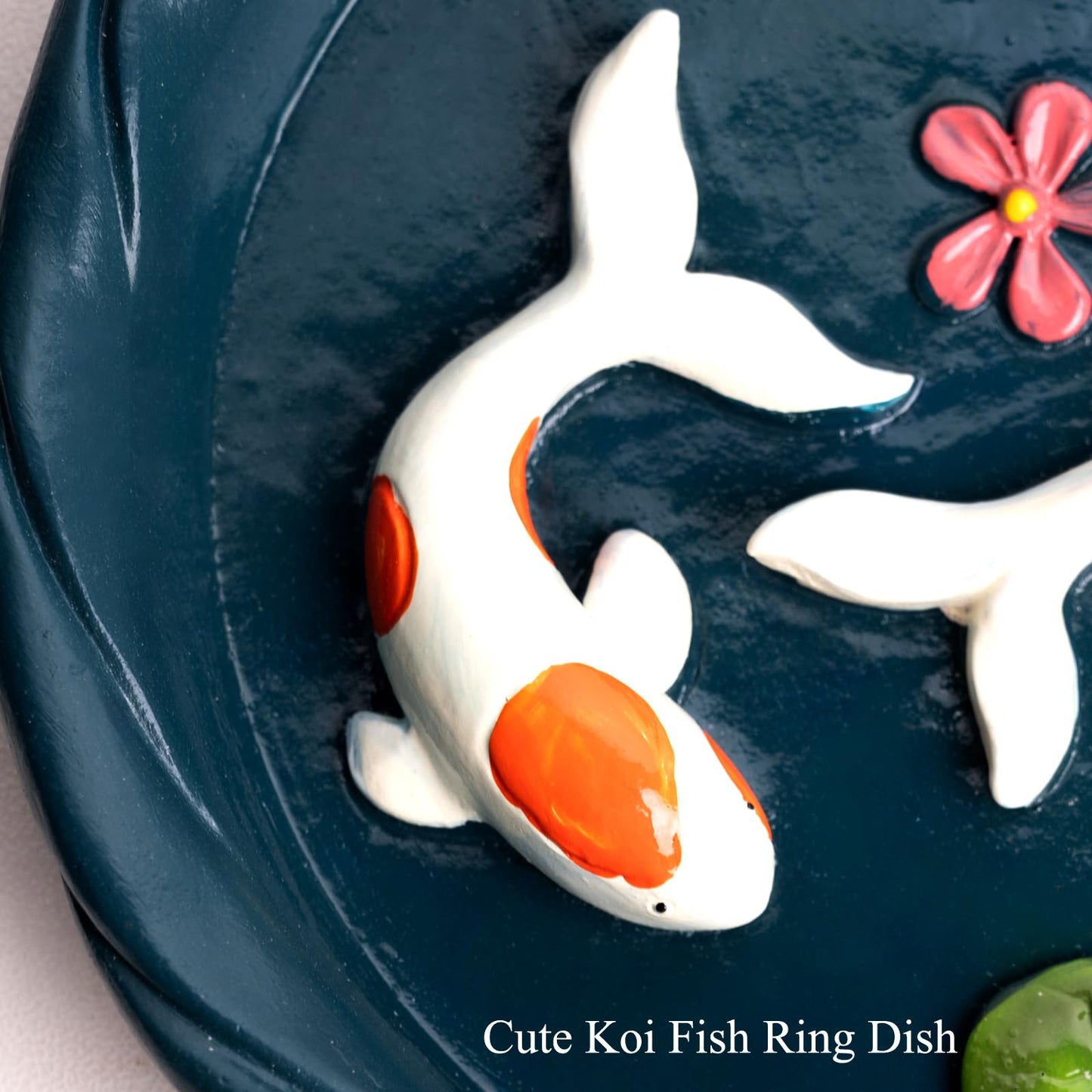 wowhalolo Koi Fish Ring Dish - Resin Jewelry Tray, Jewerly Holder for Women& Engagement Gift, Wedding Ring Holder for Ceremony, Key Bowl for Trinkets, Small Decorative Tray