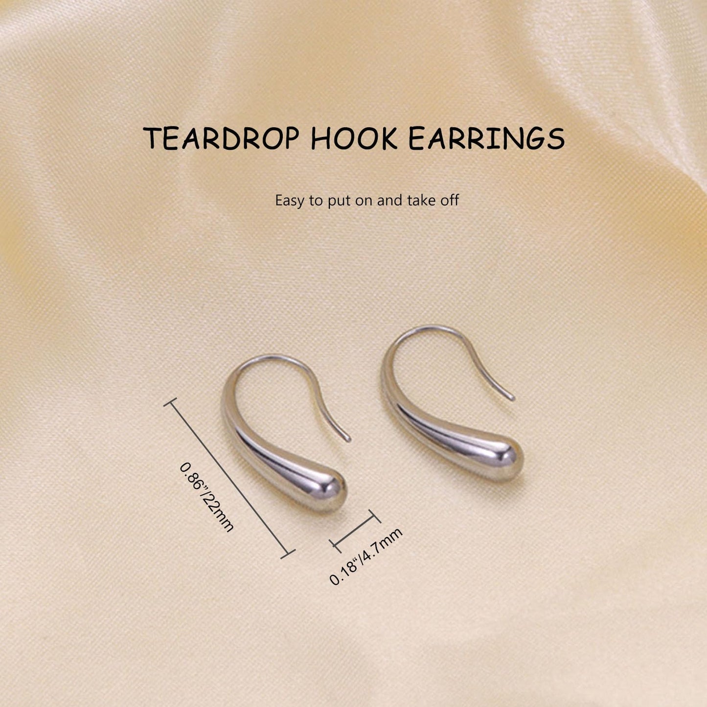 WersaYuu Teardrop Hook Earrings Stainless Steel Teardrop Jewelry Birthday Christmas Tear Drop Gifts for Women Mother Her
