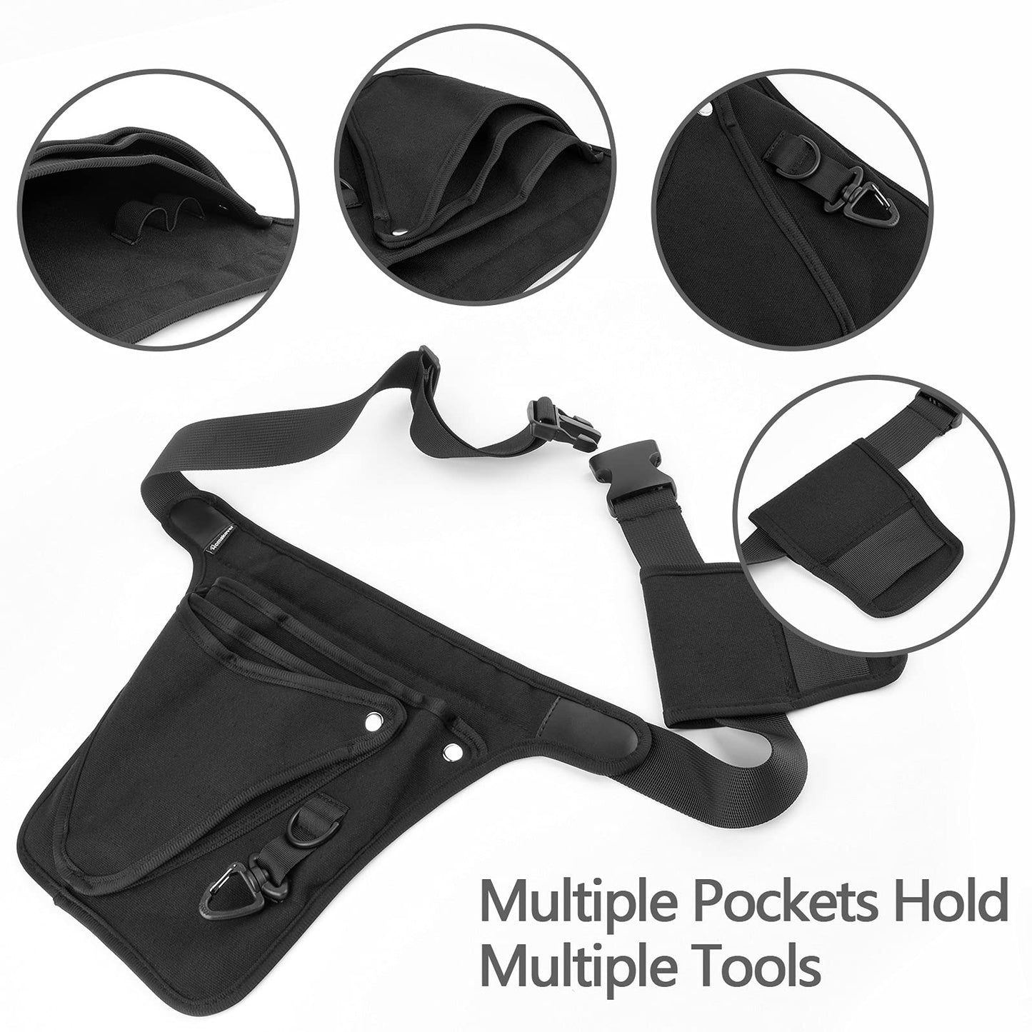 Garden Tool Belt Holster for Women & Men- Womens Adjustable Tool Belt Pouch for Electrician, Carpenter and Construction - LIFETIME Heavy Duty Oxford - Fits from 24" to 53" (Black)