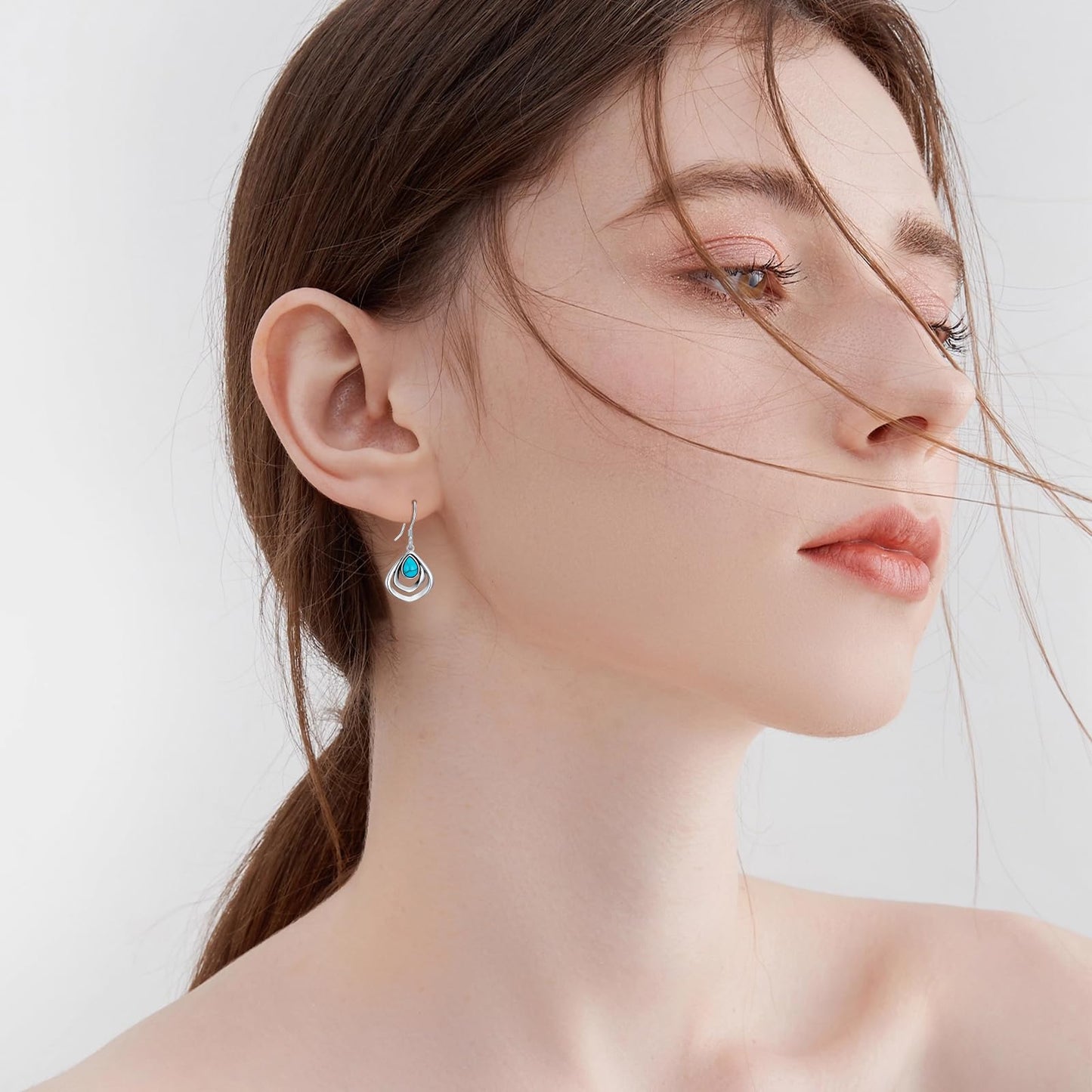 Eetaitai Turquoise Earrings 925 Sterling Silver Boho Earrings Blue Vintage Native American Jewelry Western Jewelry Dangle Earrings Mothers Day Gifts for Mom Wife Sister