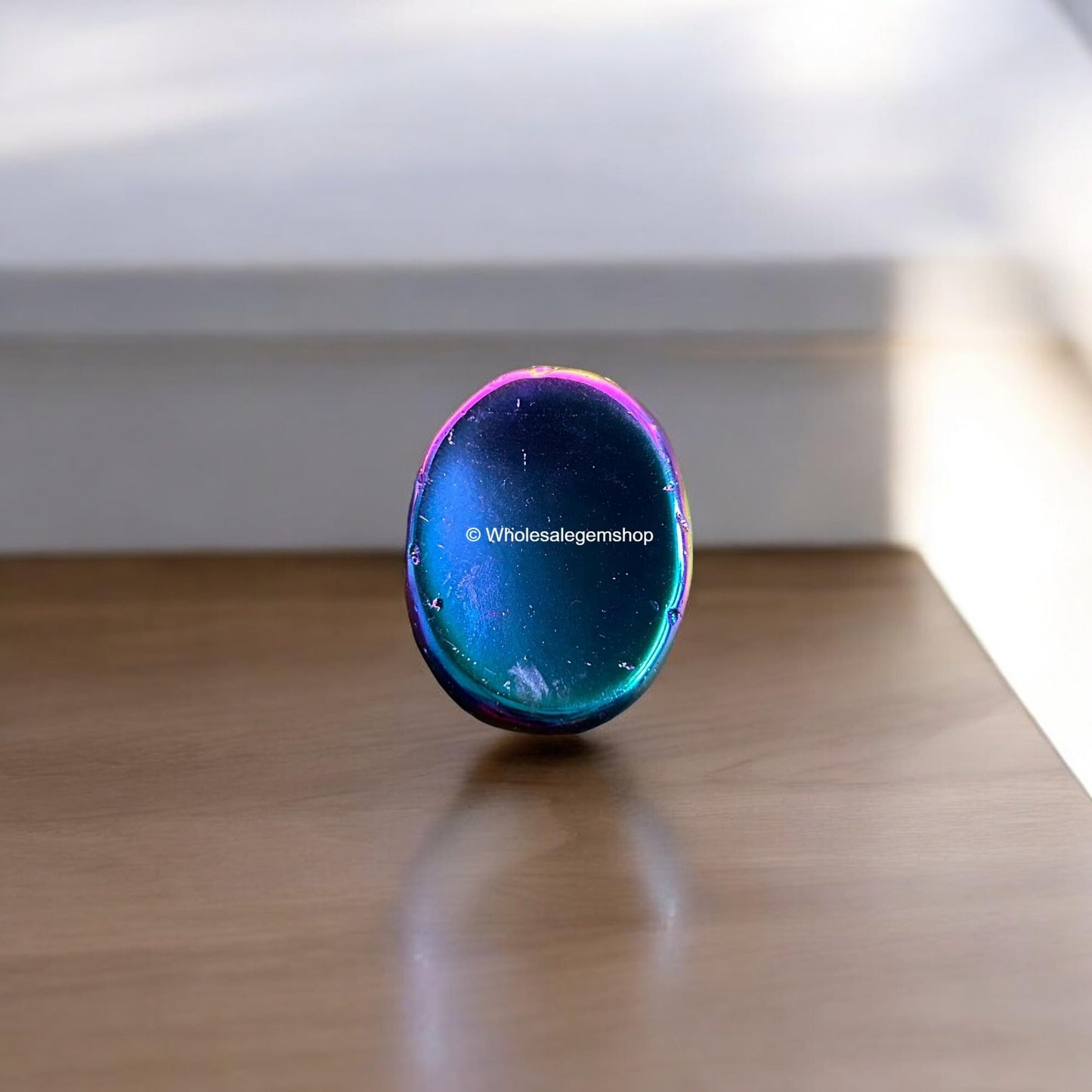 Titanium Aura Quartz Thumb Worry Stones Metaphysical Gemstone Crystal Healing Reiki Men Women Gift FENG Shui Positive Energy Love Wellness Palm Stones Wicca Powerful