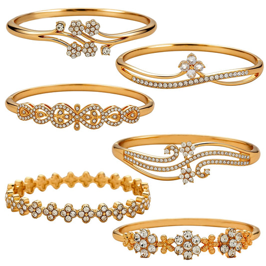 6 Pack 18K Gold Plated Bangles Bracelet Set for Women, Dainty Vintage Trendy Fashion Jewelry, Ideal Gift for Birthday Christmas Valentine's Day Mother's Day for Girlfriend Wife Mom Sister