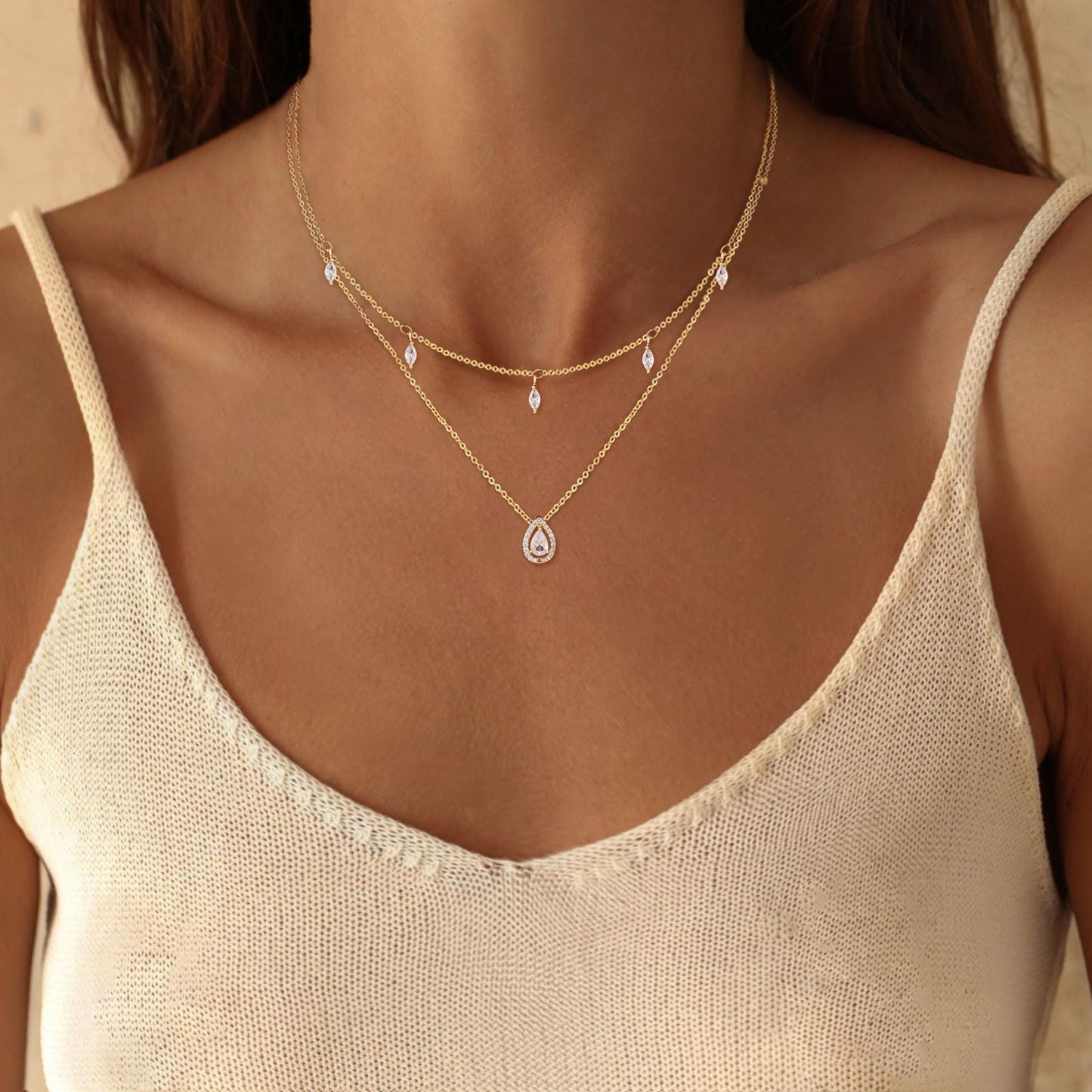 SELFROSE Gold Necklaces For Women,Dainty Prom Chain Layered Necklace Stack Gold Plated Choker Necklaces For Women Trendy Simple Layering Necklace Set Fashion Summer Jewelry