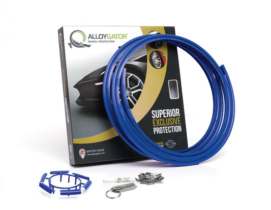 AlloyGator Blue Rim Protector for Car Wheels (Fits 12-24" Wheel Diameter) - Pack of 4 Premium Alloy Wheel Protector to Avoid Scratches & Scuffs - Adhesive Free Curb Rash Rim Protectors