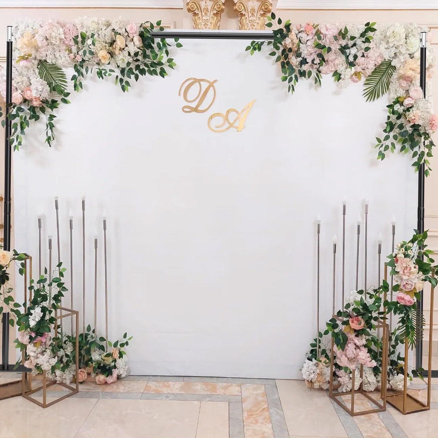 HAYOHRT 10x10 ft Pipe and Drape Backdrop Stand Kit Heavy Duty Backdrop Stand Adjustable Photo Background with Metal Base for Parties Wedding Video Studio Birthday Background Stand
