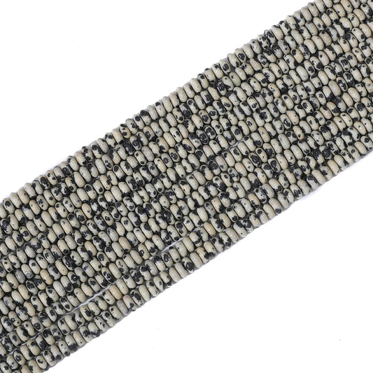 BEADIA Natural Dalmatian Disk Stone Beads 4x2mm 160pcs Rondelle Loose Semi Gemstone Beads for Jewelry Making Design