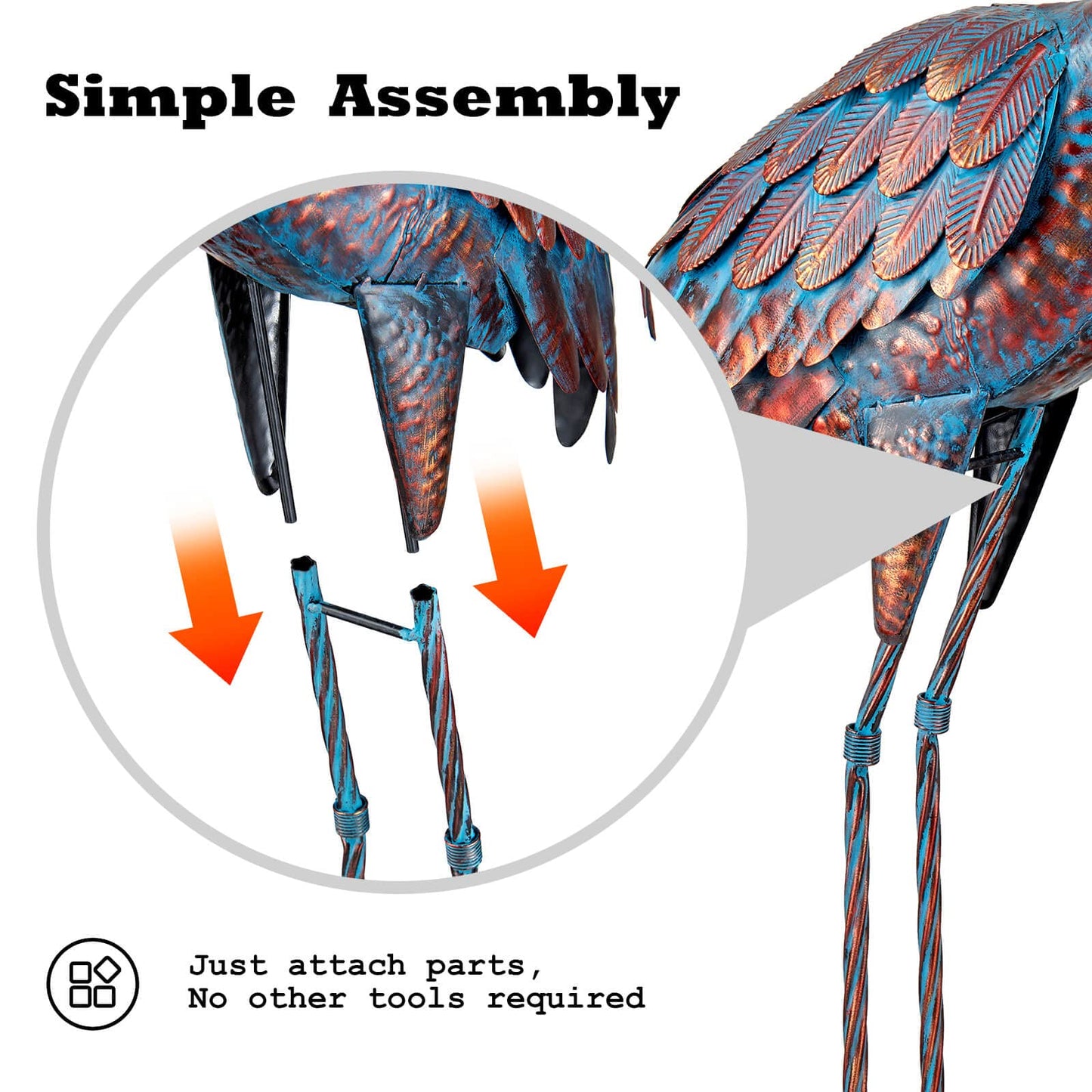 Kircust Garden Crane Statues Patina Heron Decoy, Standing Metal Crane Sculptures Bird Yard Art for Outdoor Decor, 47-48 Inch, Set of 2
