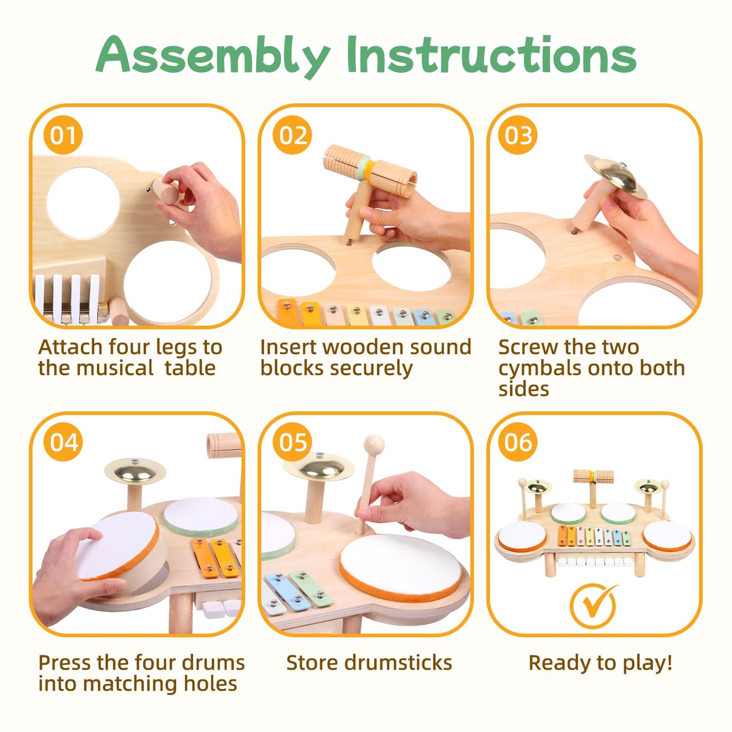 Toddler Drum Set - Montessori Toys for 2 Year Old, Wooden Baby Musical Instruments for Toddlers 2-5, Preschool Learning Musical Toys with Xylophone, Piano, Birthday Gifts for 18 Months Boys Girls