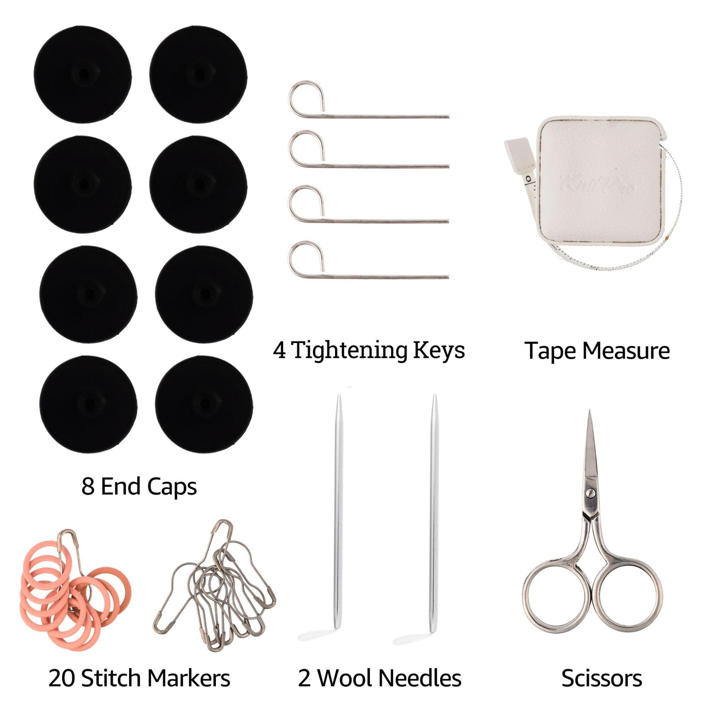 KnitPro Dreamz Regal Set 4 inch Circular Knitting Needles Size 2.5, 3, 4, 5, 6, 7, 8, 9, 10, 10.5, 11 Interchangeable, 5 Cables, 8 Caps, 4 Keys, 2 Connectors, Fabric Case with Project Bag