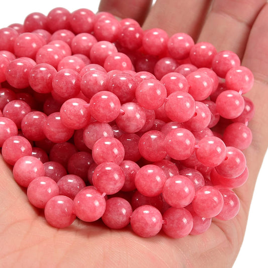 jodaying 10mm Rhodonite Dyed Jade Smooth Round Natural Gematone Loose Beads for Jewelry Making DIY Findings 1 Strand 15"