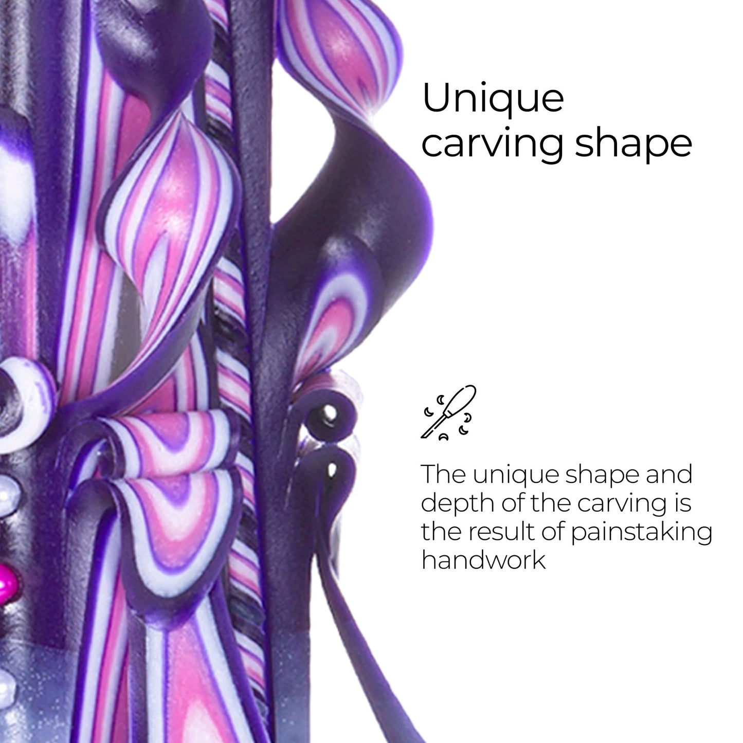 Carved Candles - Handmade Long Burning Decorative Luxury Candles - Unscented - Perfect for Home Decor, Relaxation, Gifts for Women, Special Occasions, Christmas Gift for Mom - Lilac Sunset