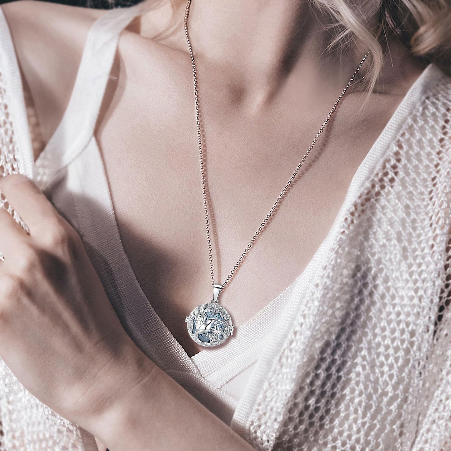 INFUSEU Aromatherapy Necklace Hummingbird Gifts for Women Essential Oil Diffuser Jewelry Lava Rock Stone Pendant Unique Aroma Perfume Spiritual Items for Meditation Yoga
