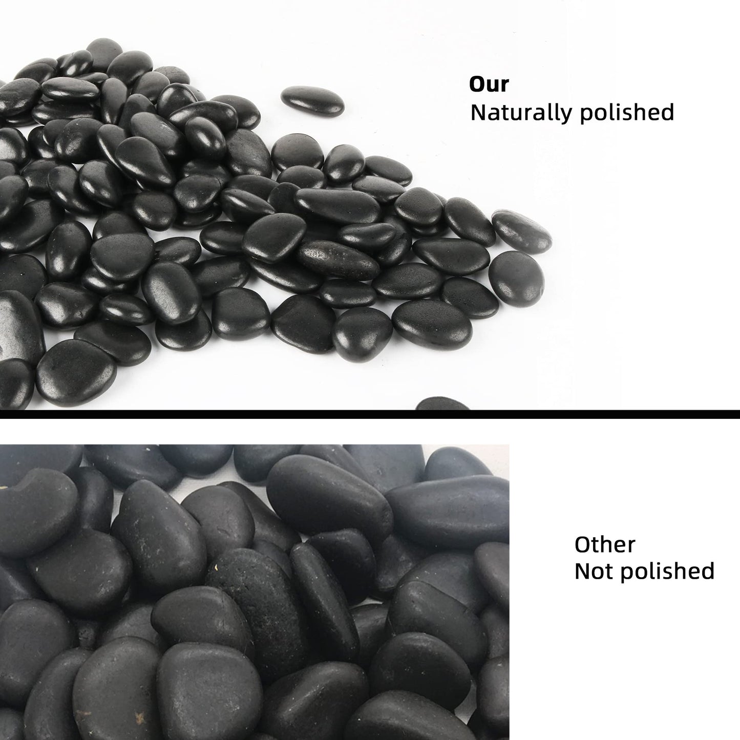 18 lb Natural Polished Black River Rock for Plants, 1/2" Black Pebbles for Aquarium, Vase, Garden Landscape Rocks and Outdoor Decorative Stones