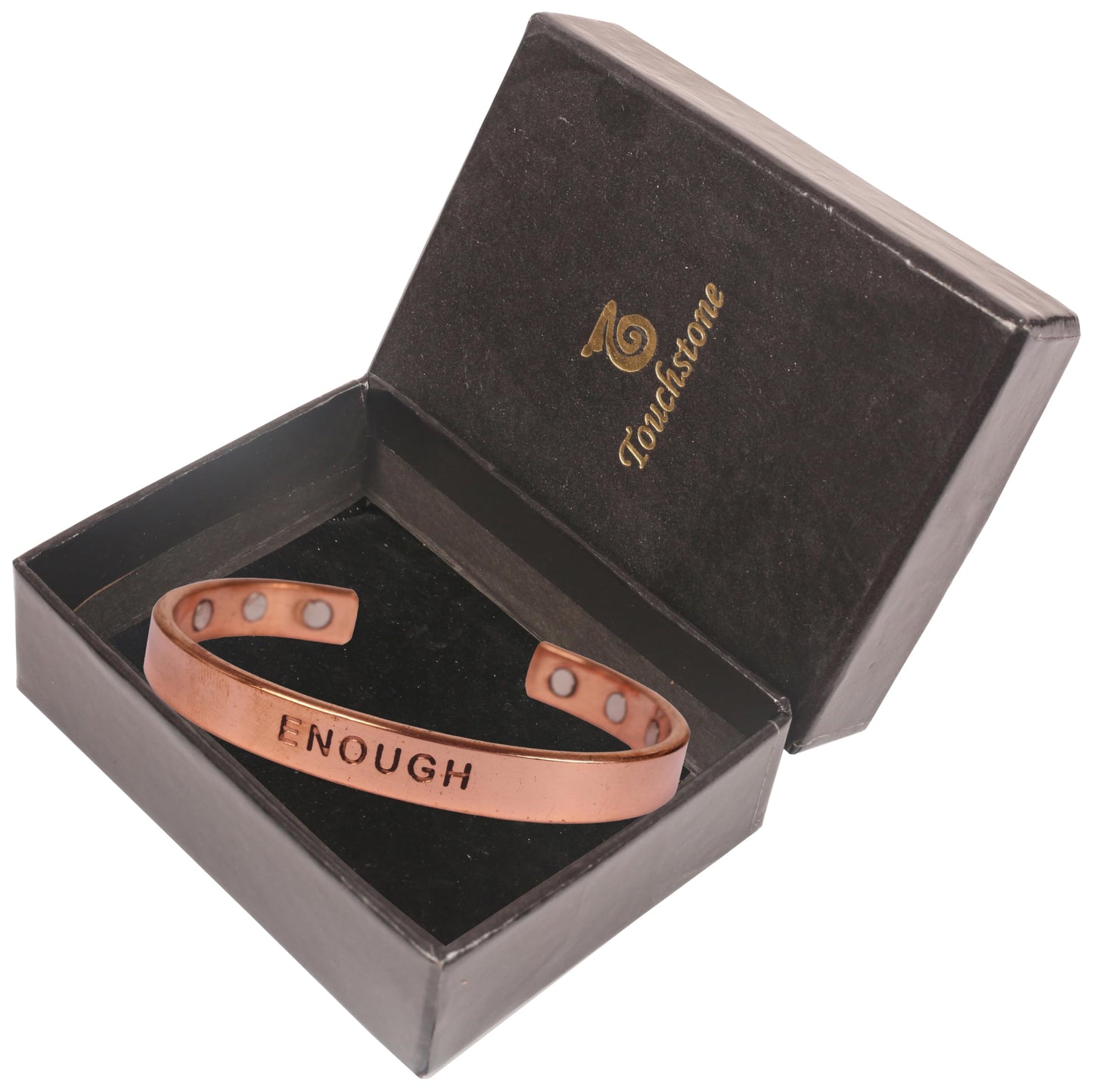 Touchstone Inspirational Copper Engraved Magnetic Bracelets for Women-Personalized Jewelry Gifts for Best Friend/Mom/Daughter/Sister - Adjustable Bracelet in a Pretty Gift Box Enough