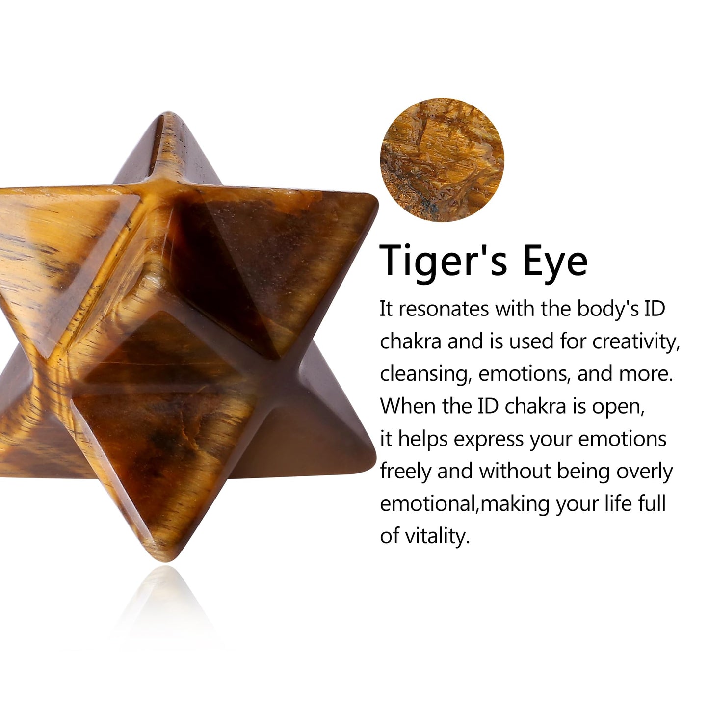 QINJIEJIE Tiger Eye Merkaba, Natural Crystal Healing Stones Sacred Meditation Energy Generator Reiki Crystal Grid Home Decor Protection Cleansing Spiritual Gifts, 3D Star Dodecahedron Crystal 1"