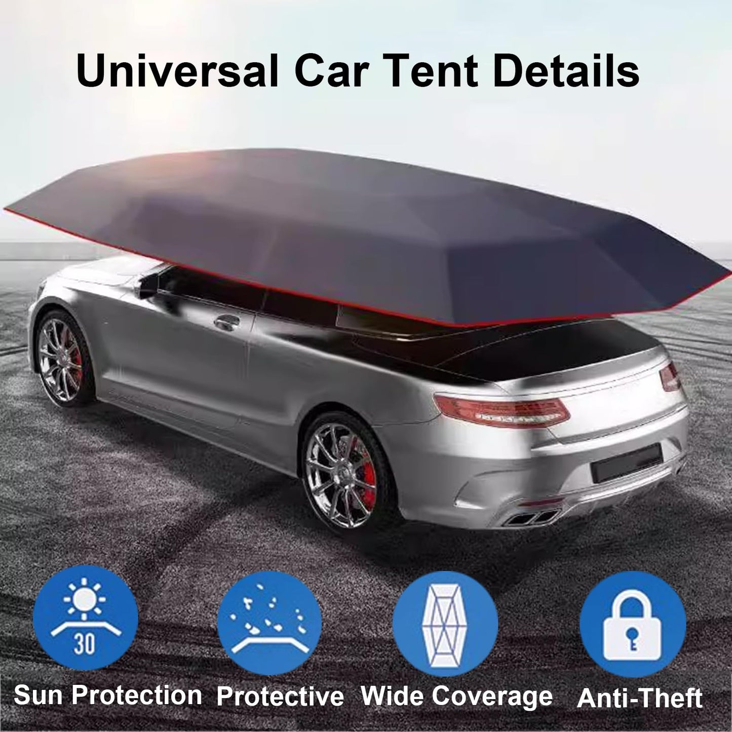 Fully Automatic Car Umbrella for Roof with Remote, Universal Car Tent with Bracket, 4.8M Portable Protection Carport, Folded Cars Sun Shade Movable Canopy for Sedan SUV