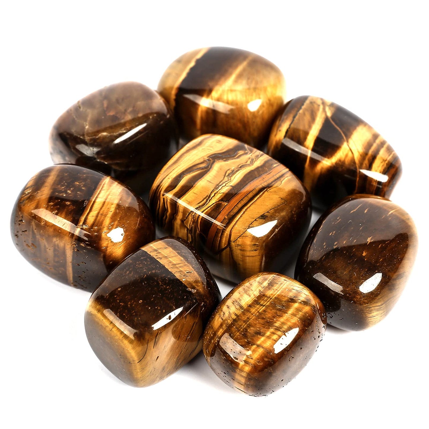 ZenQ 1/2 lb Tumbled Tigers Eye Stones for Wicca, Reiki, and Energy Crystal Healing, Natural Tigers Eye Stone from South Africa