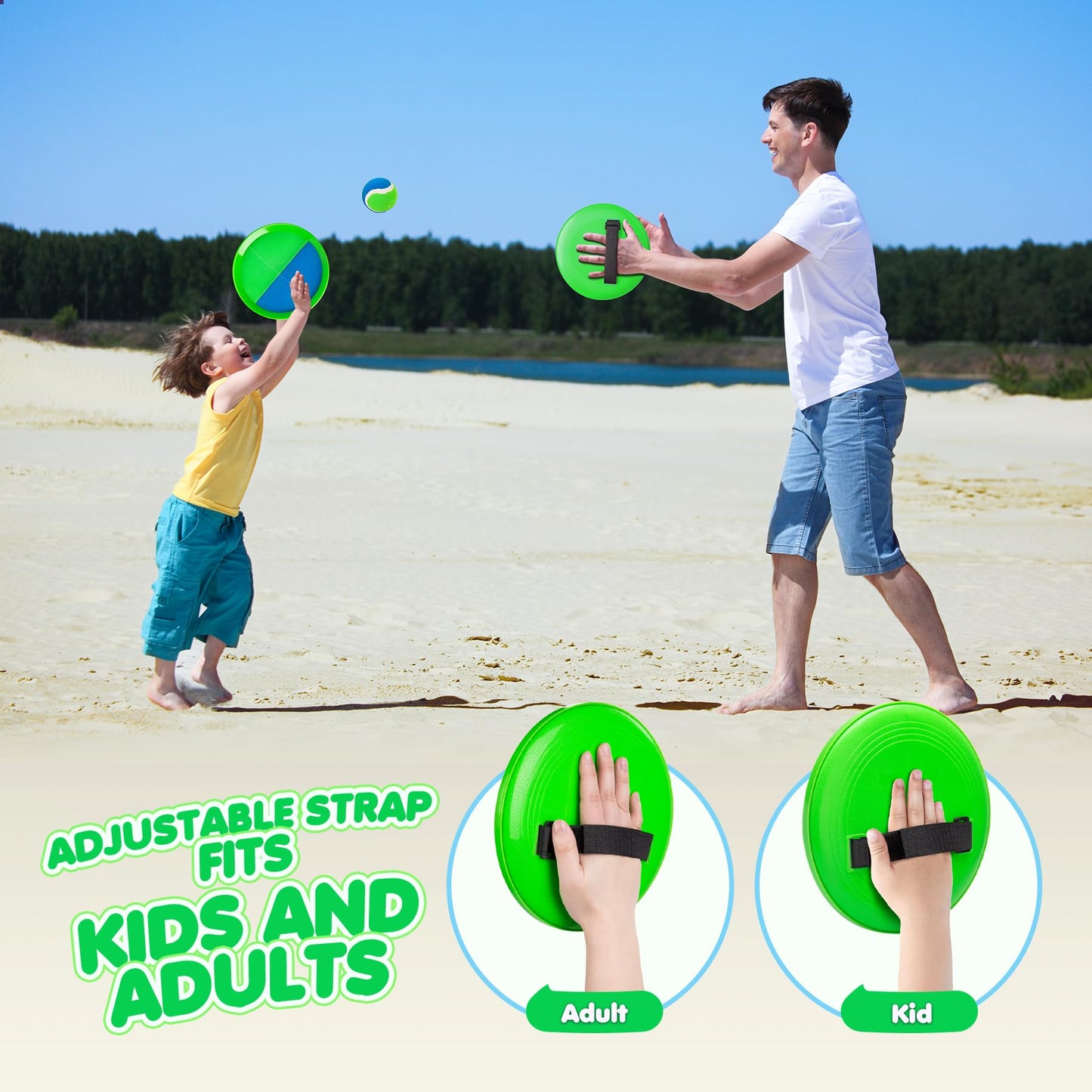 Toss and Catch Ball Set Upgraded - Kids Toys Beach Toys Baseball Games - Sturdy & Water-Resistant Great for Outdoor Pool Yard Games - Classic Gift for Boys Girls 3 4 5 6 7 8 9 10 11 12+ Years Old