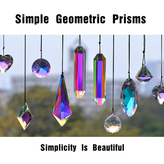 2PCS 5" Large Suncatchers Crystal Prisms, stino Hanging Sun Catcher with Glass Prism, Rainbow Maker for Windows, Room, Garden Fantasy Aesthetic Home Decor (1, Rectangle ABColor 2Pcs)