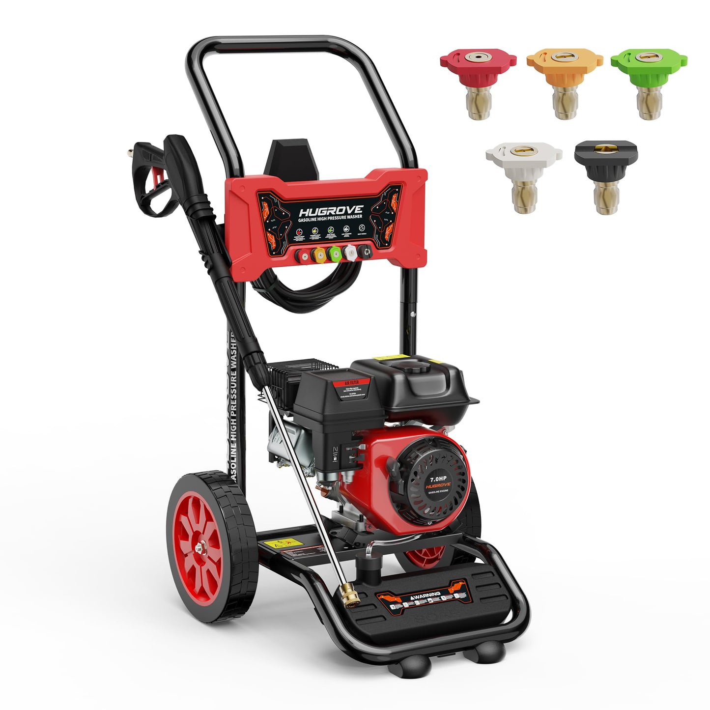 HURGOVE 4000 PSI Gas Pressure Washer for Home Use, 210CC Engine Power Washer with 26FT Hose & 5 Nozzles for Driveways, Cars, Patios & Fences