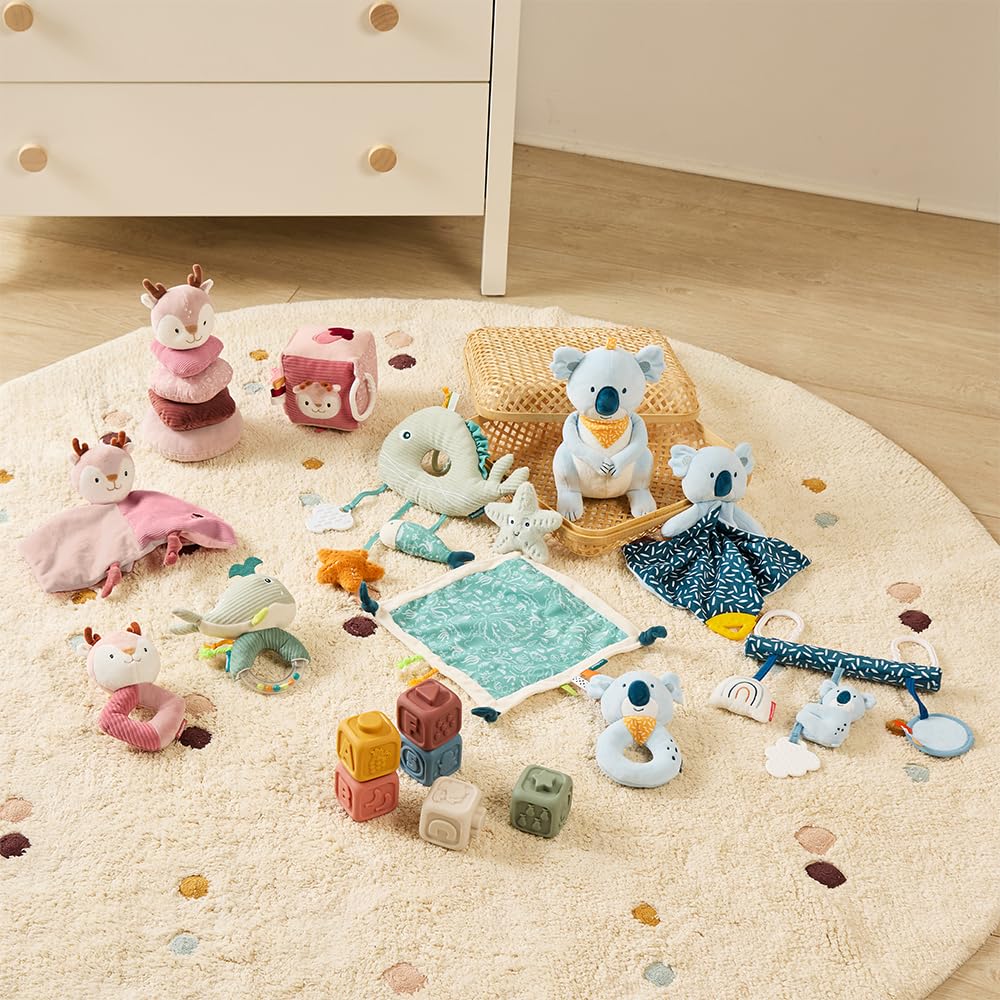 Miniland Baby Toys, Silicone Sensory Toys, Blocks for Babies with Cute Textures and Reliefs, Montessori Toys for 1 Year Old, Building Blocks +6 Months | Soft Towering Blocks