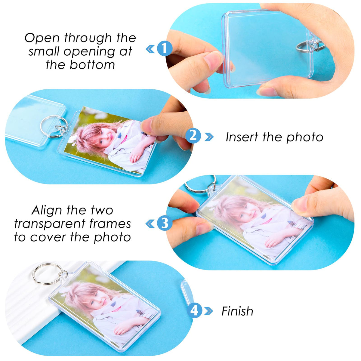 ZHLISHQINJJ 12 Pcs Photo Keychain (2 x 3inch) Transparent Picture Keychain, Acrylic Photo Insert Keychain Blank Photo Insert Keyring DIY Personalize Favor Graduation Gift