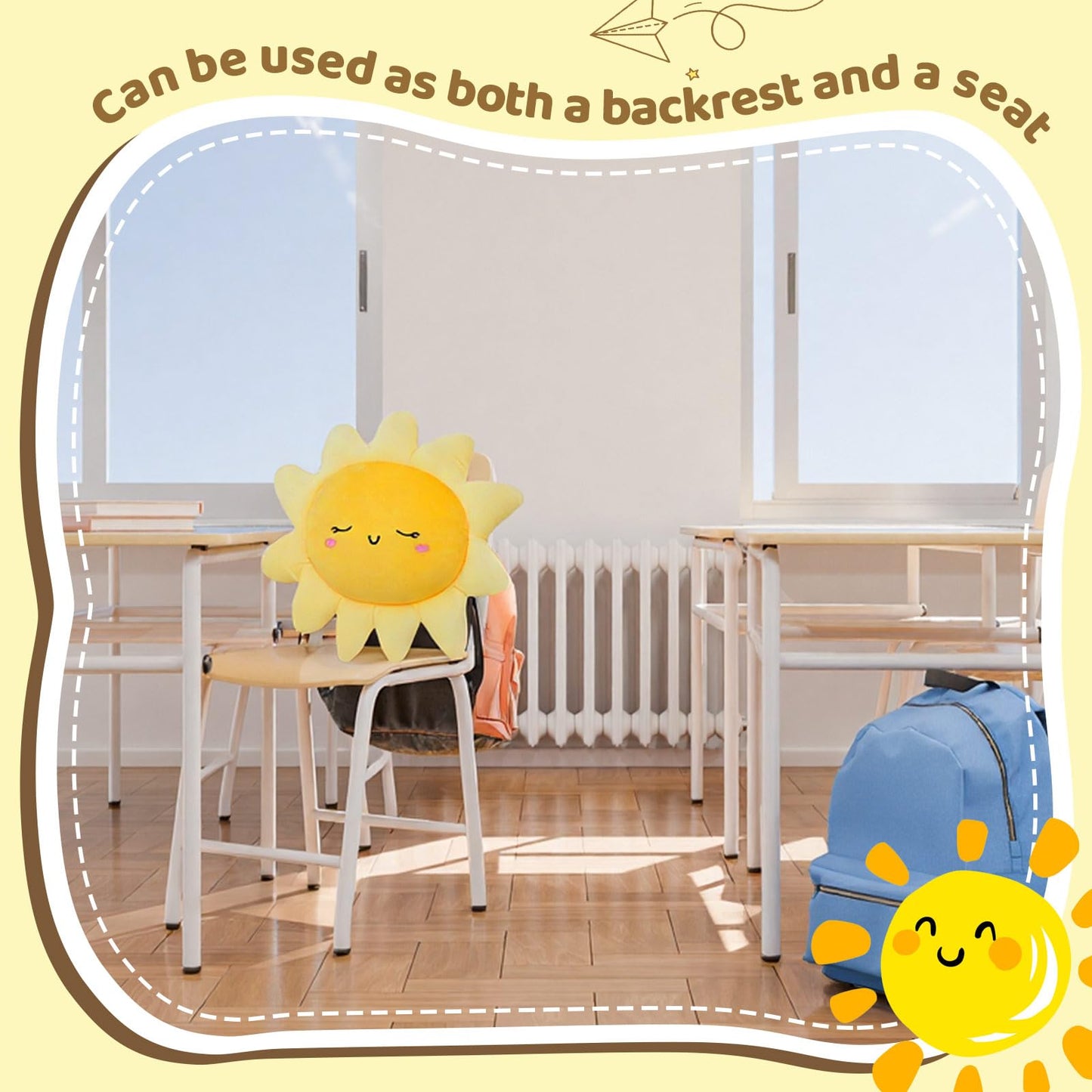 Juexica 1 Pcs Sun Pillow Plush Sofa Cushion Cute Stuffed Sun Shaped Floor Pillow Car Throw Soft Toy for Kids Women Girls Bed Home Decoration (13.7 Inch)
