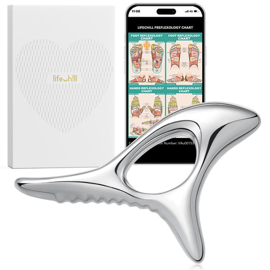 lifechill Trigger Point Massage Tool for Deep Tissue, Muscle Scraper Tool for Fascia Release, Metal Body Gua Sha Tool, Lymphatic Drainage Massager, Thumb Saver,Scar Tissue Massage,Acupressure Tool