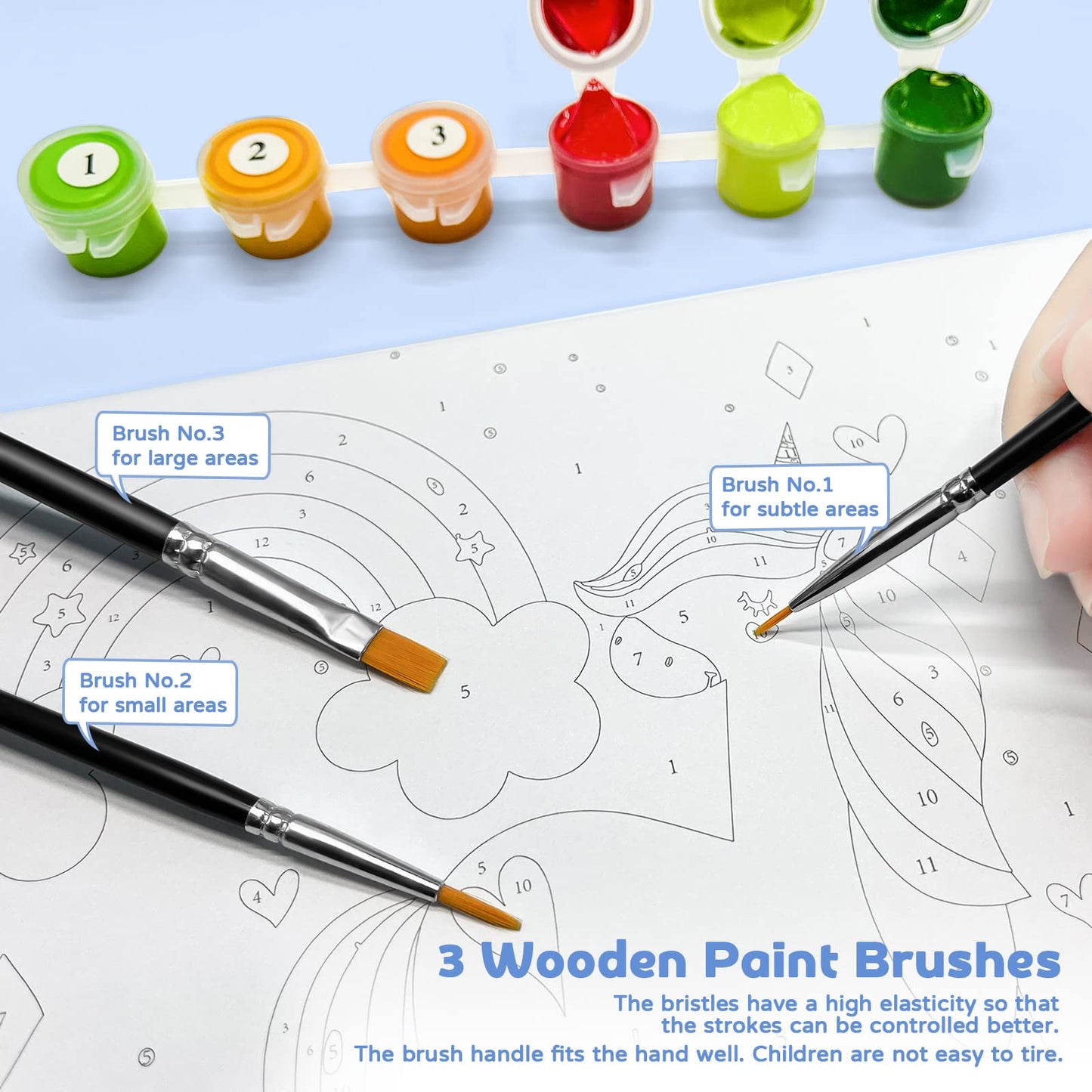 Nariolar Paint by Numbers for Kids Ages 4-8-12 with 7X9.5 inch Pre-Printed Cardboard,11 Acrylic Paint Pots and 3 Painting Brushes, Room Decor for Children,(Proud Lion)