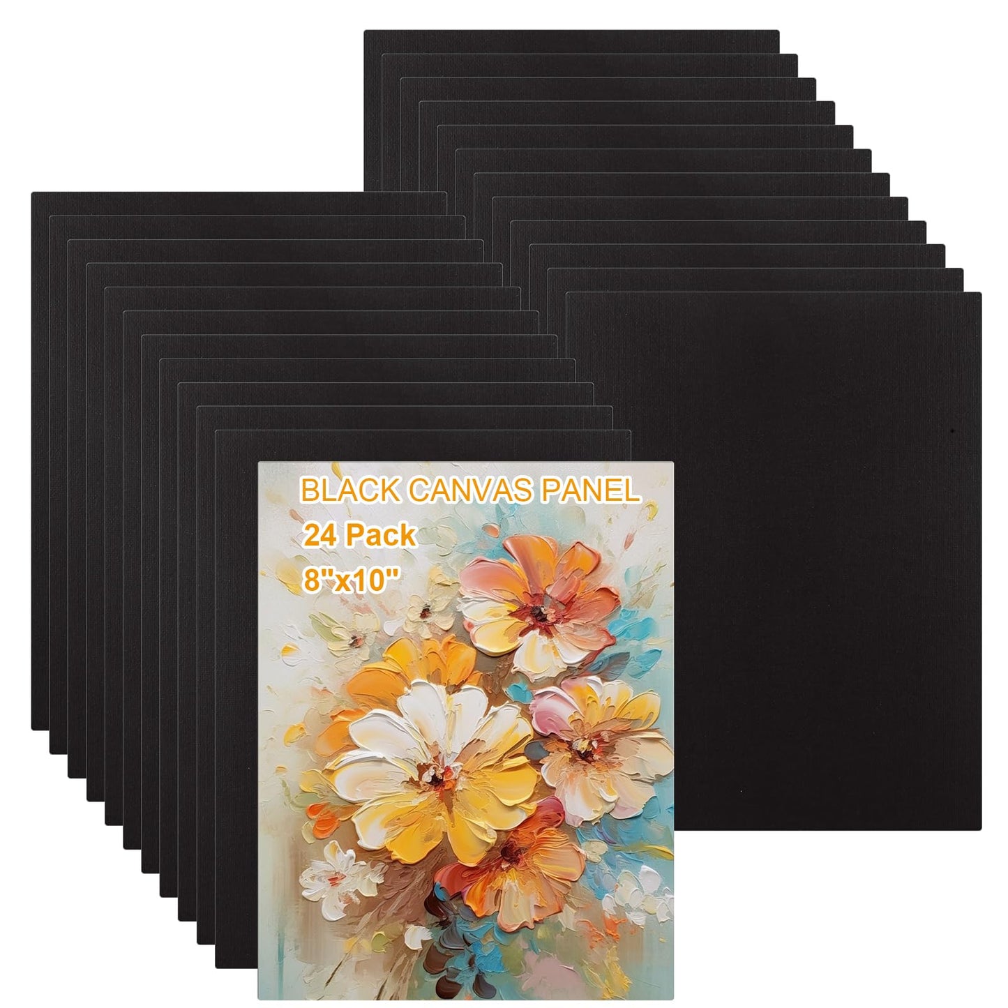 GBACHOOSE 24 PCS Black Canvas for Painting 8x10 Black Canvas Panels for Painting, Drawing and Art Supplies, Blank Small Canvases for Painting Acrylics Oil Watercolor Tempera Paints