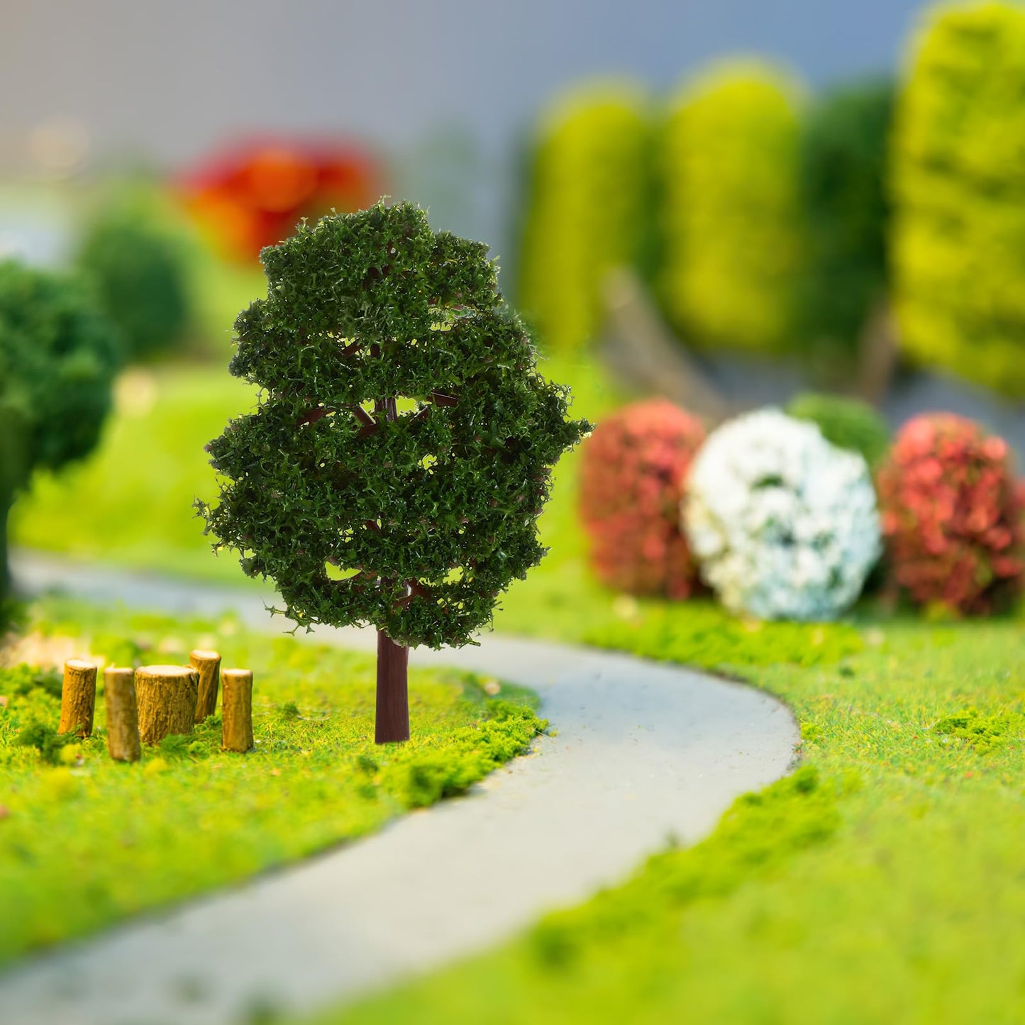 20pcs Model Trees Miniature Fake Diorama Tree MIni Train Railroad Railways Architecture Landscape Scenery Scale 1:100 for DIY Projects Crafts Fairy Garden Rainforest Supplies Dark Green