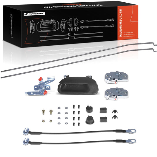 A-Premium Tailgate Rebuild Kit Compatible with Ford F-150 1997-2003, F-150 Heritage 2004, F-250 F-350 Super Duty 1999-2002, Rear Tailgate Parts Plastic Handle Bezel Latch Cable Rods Bolts (Pack of 34)