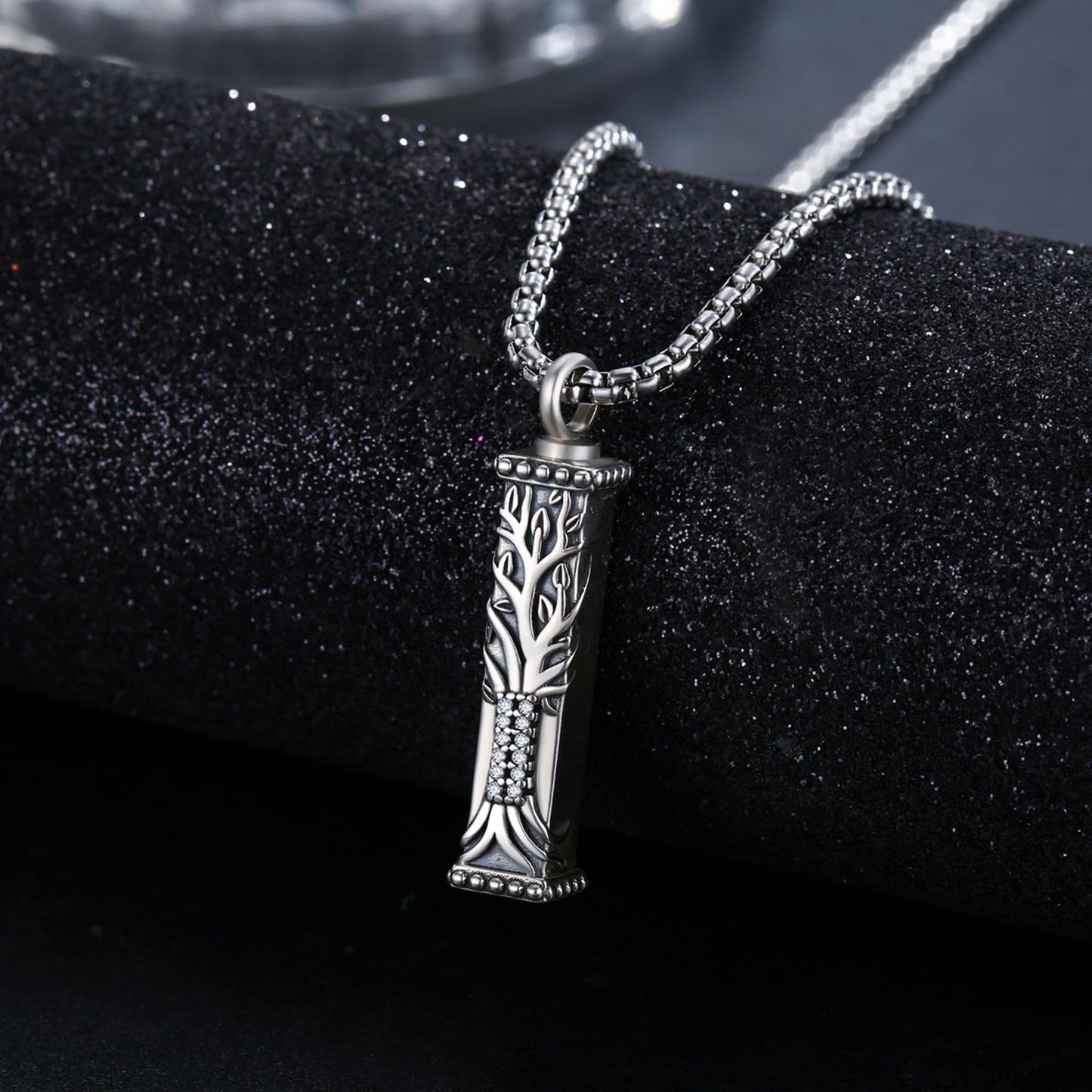 Square Urn Necklaces for Ashes Sterling Silver Tree of Life Ash Pendants Cremation Jewelry Keepsake Pendant Memorial Jewelry Gifts for Ashes of Loved Ones