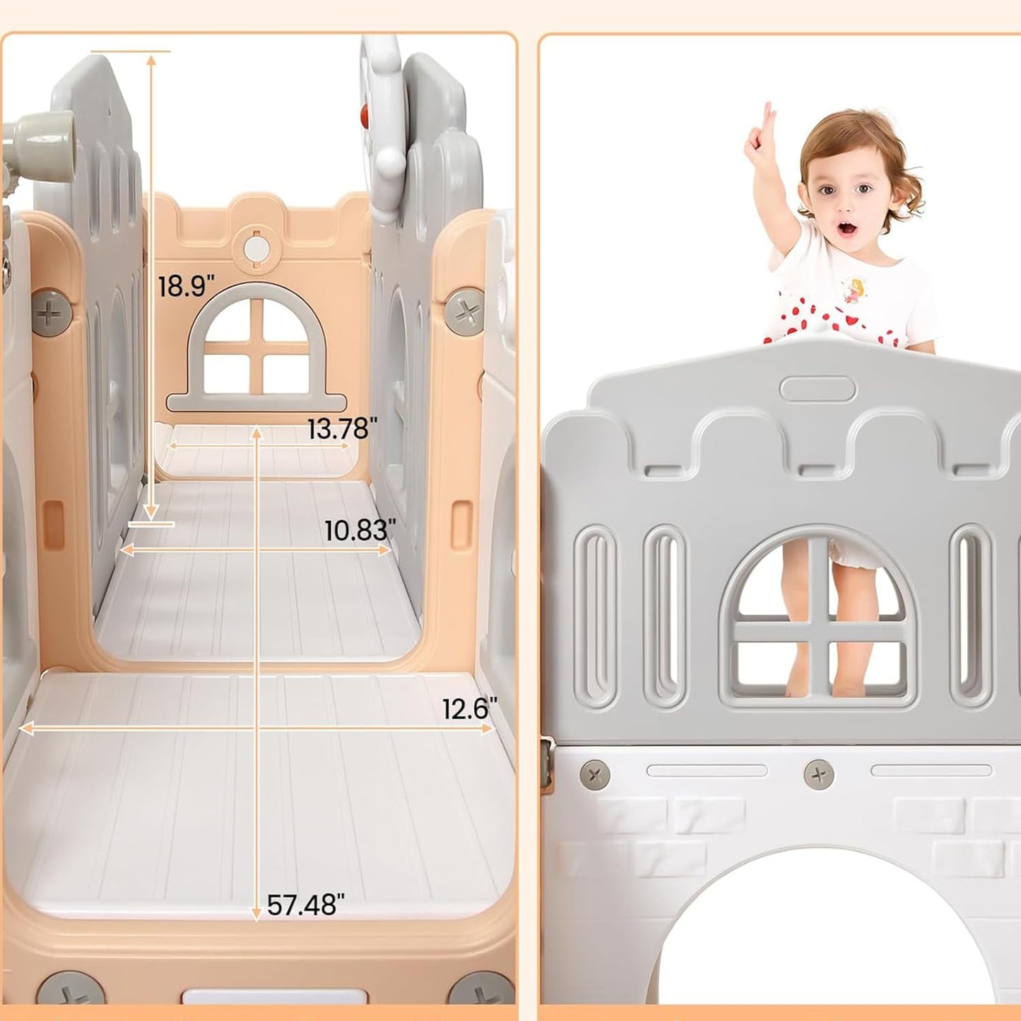 GarveeLife 8-in-1 Toddler Indoor Playground with Slide: Baby Slide Playset for Toddlers Ages 1-3 Outdoor Play, Kids Slide Includes Basketball Hoop, Climber, Crawling Tunnel, Telescope, Toy Storage