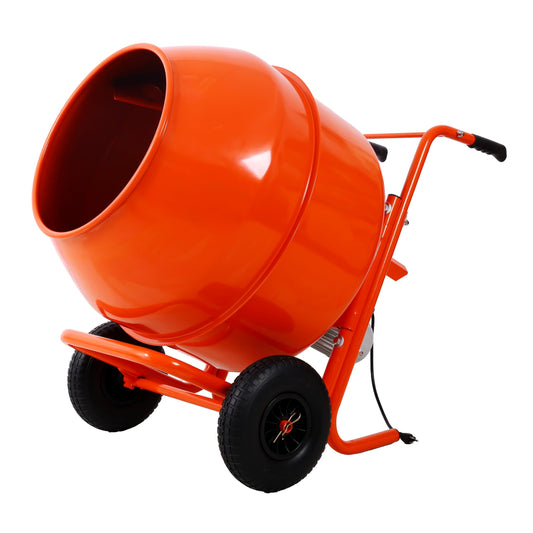 8 Cu. Ft. Electric Cement Mixer, Wheel Barrow Portable Concrete Mixer Machine, Horizontal Cement Mixing Tools for Stucco, 224L 115V-60HZ