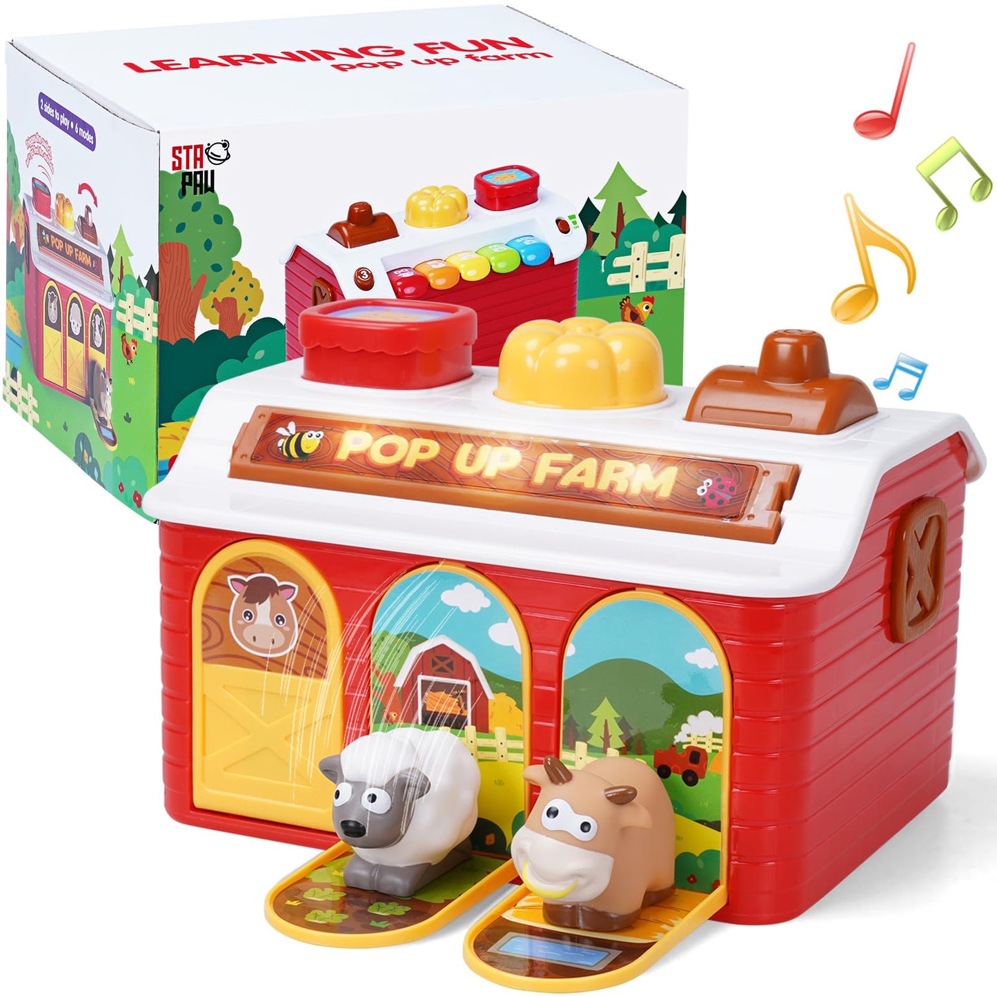 STAPAW Montessori Pop Up Toy for Babies 6-12 Months - 3 Modes Cause and Effect Toys for 1 Year Old Boy Girl, Sensory Fine Motor Skill Developmental Toddler Toy