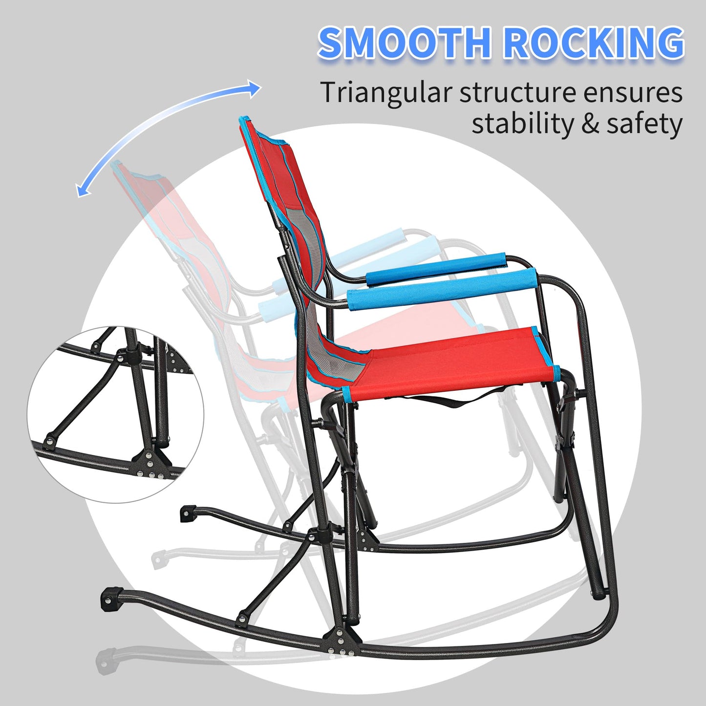 Northroad Oversized Rocking Camping Chair, Portable Folding Director Chair, Rocker Camp Chair for Outdoor Backyard Patio Lawn Garden